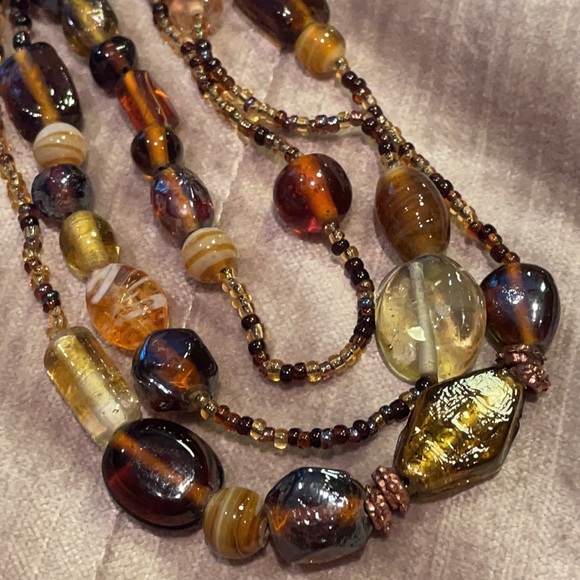 Neiman Marcus Jewelry - 56” Brown Tone Murano Style Glass Beads